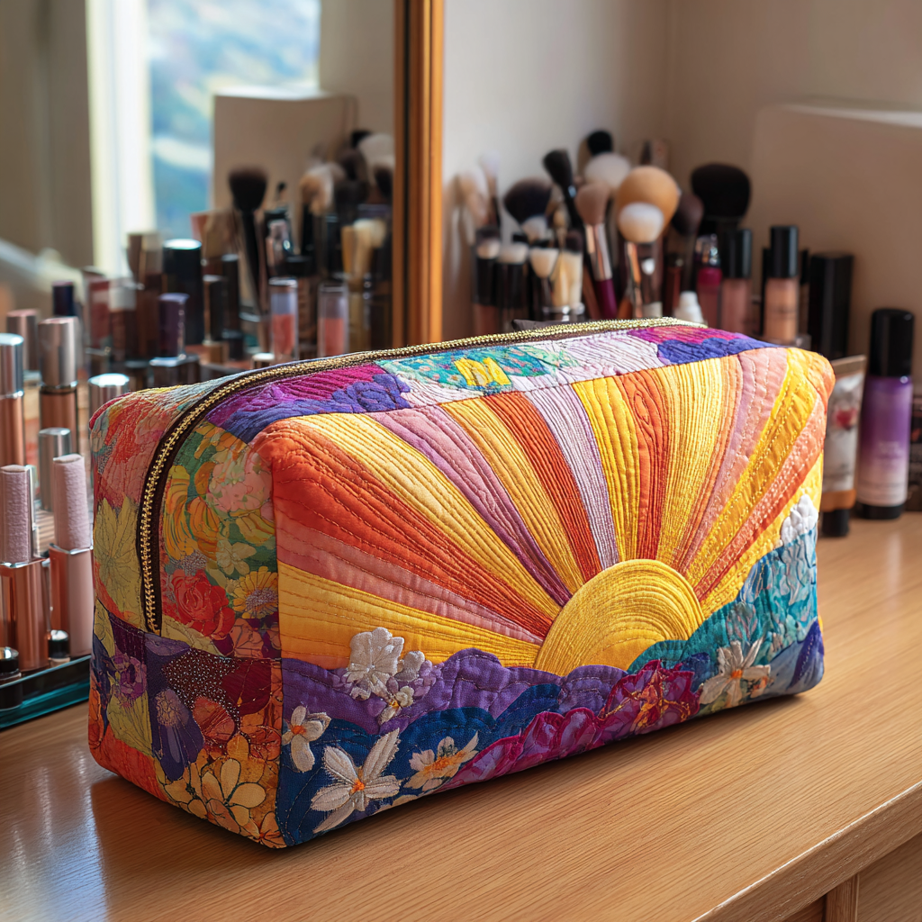 Geantă cosmetică matlasată - Flori de dimineață — imagine 1