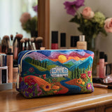 Geantă cosmetică matlasată - Model retro de călătorie — imagine 1