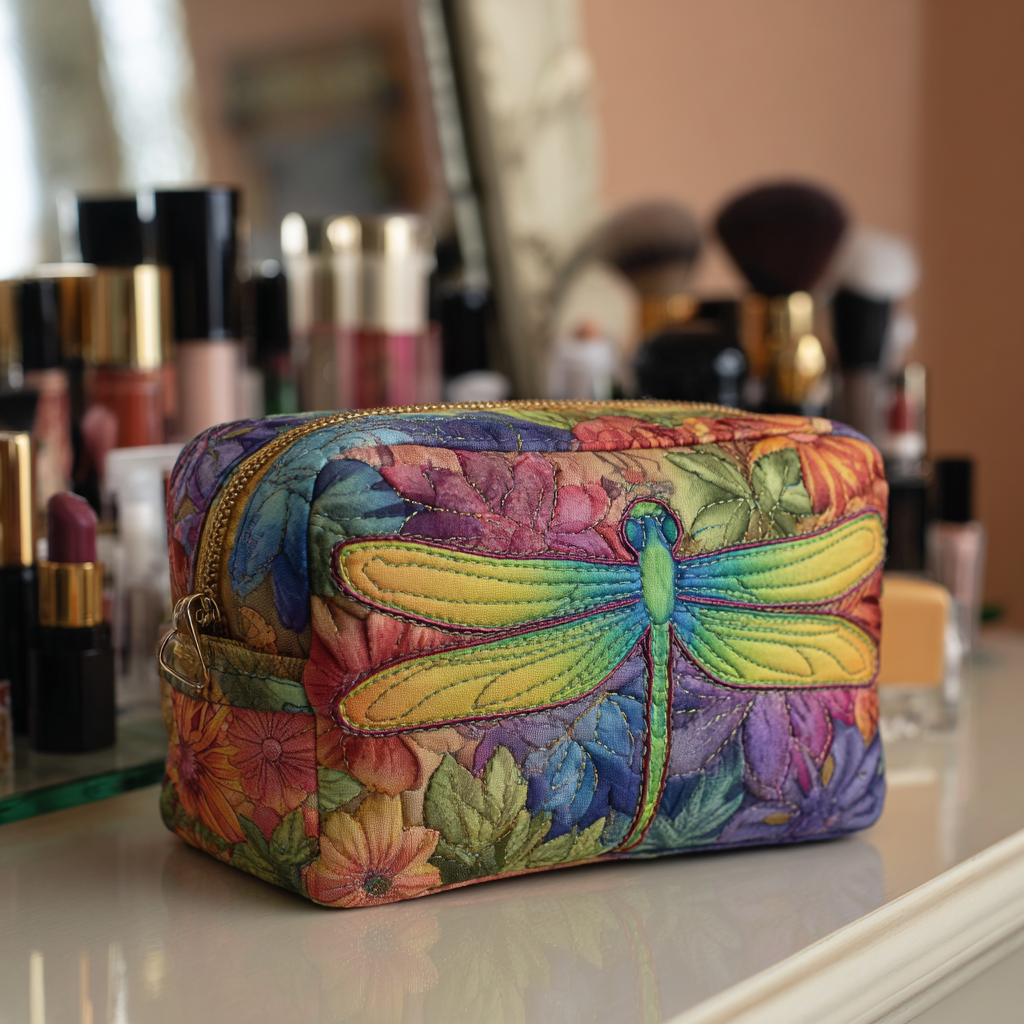 Geantă cosmetică matlasată - Pajiște libelulă — imagine 1