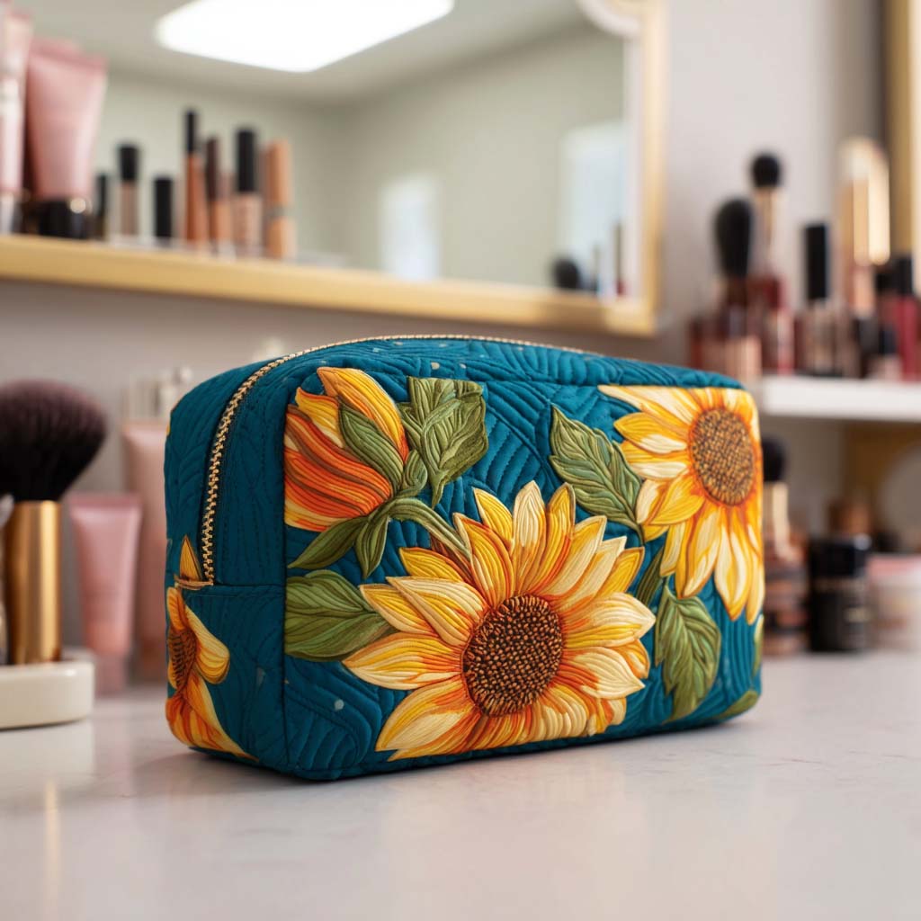 Geantă cosmetică matlasată - Floare veselă — imagine 1