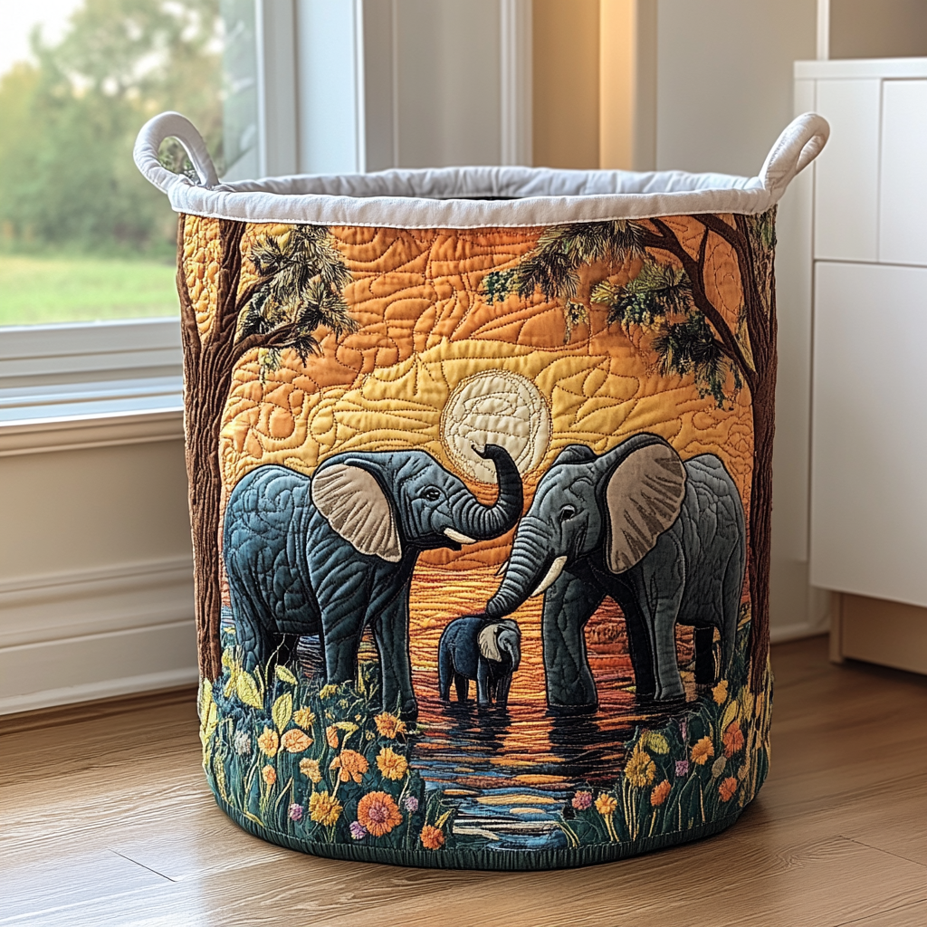 Coș de rufe matlasat - Elephant — imagine 1