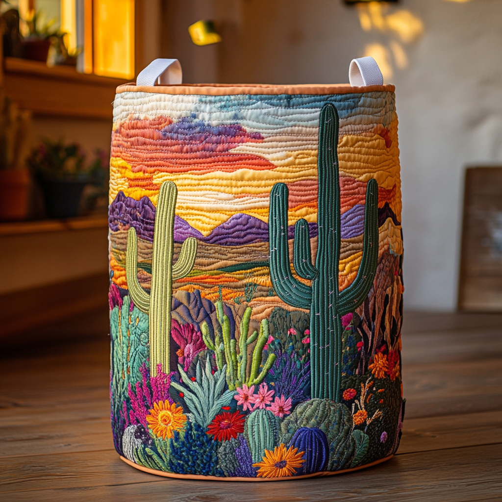 Coș de rufe matlasat - Cactus — imagine 1