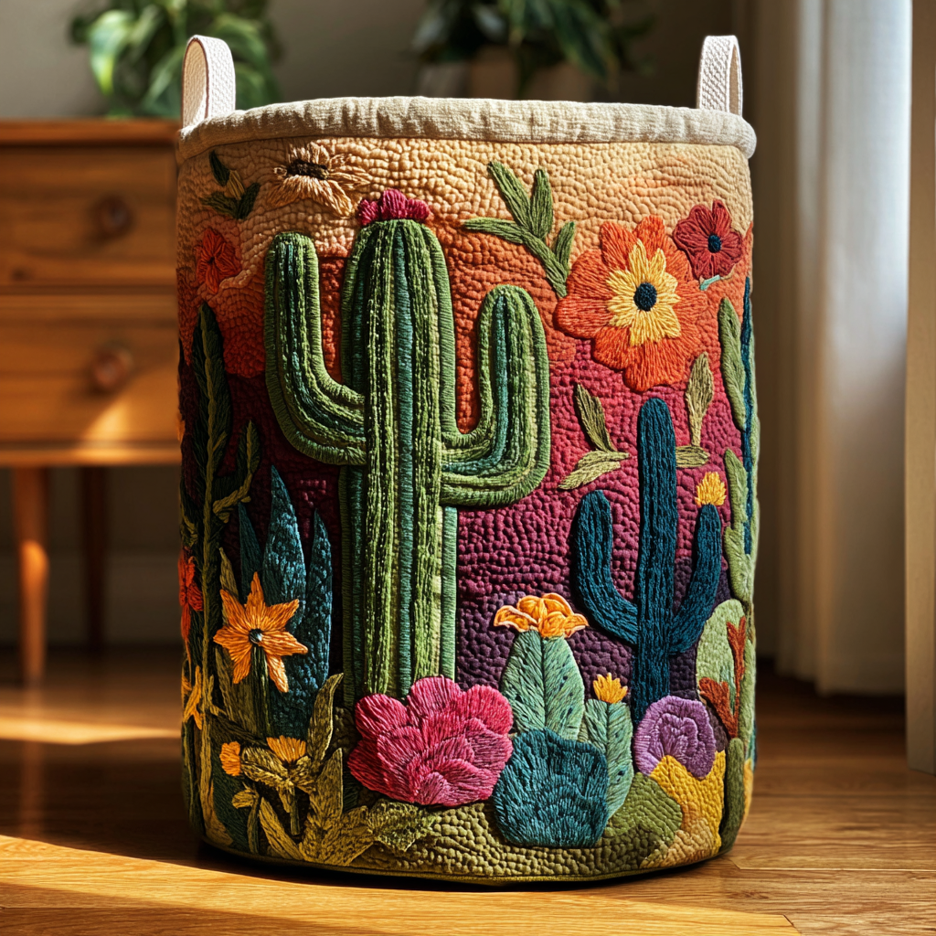 Coș de rufe matlasat - Cactus — imagine 1