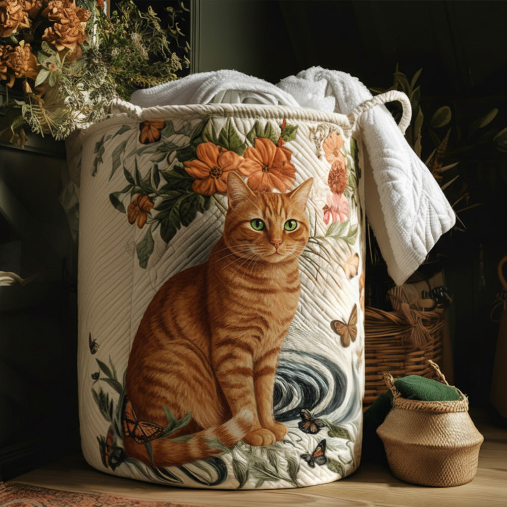 Coș de rufe matlasat - Schnurrhaaren Cat and Gold — imagine 1