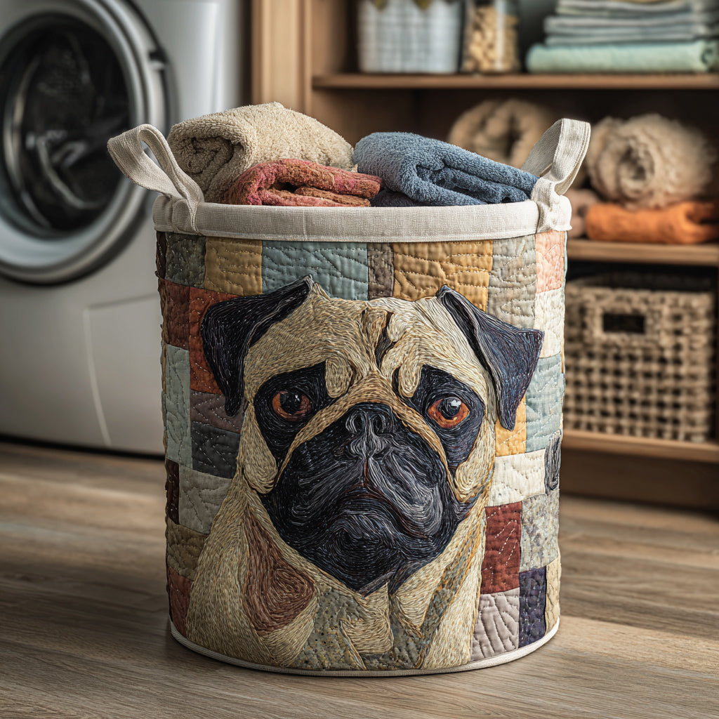Coș de rufe matlasat - stil rustic Pug — imagine 1