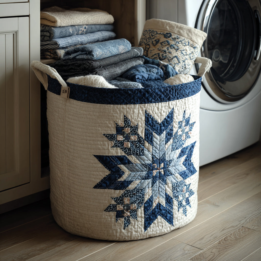 Coș de rufe matlasat - motiv de iarnă — imagine 1
