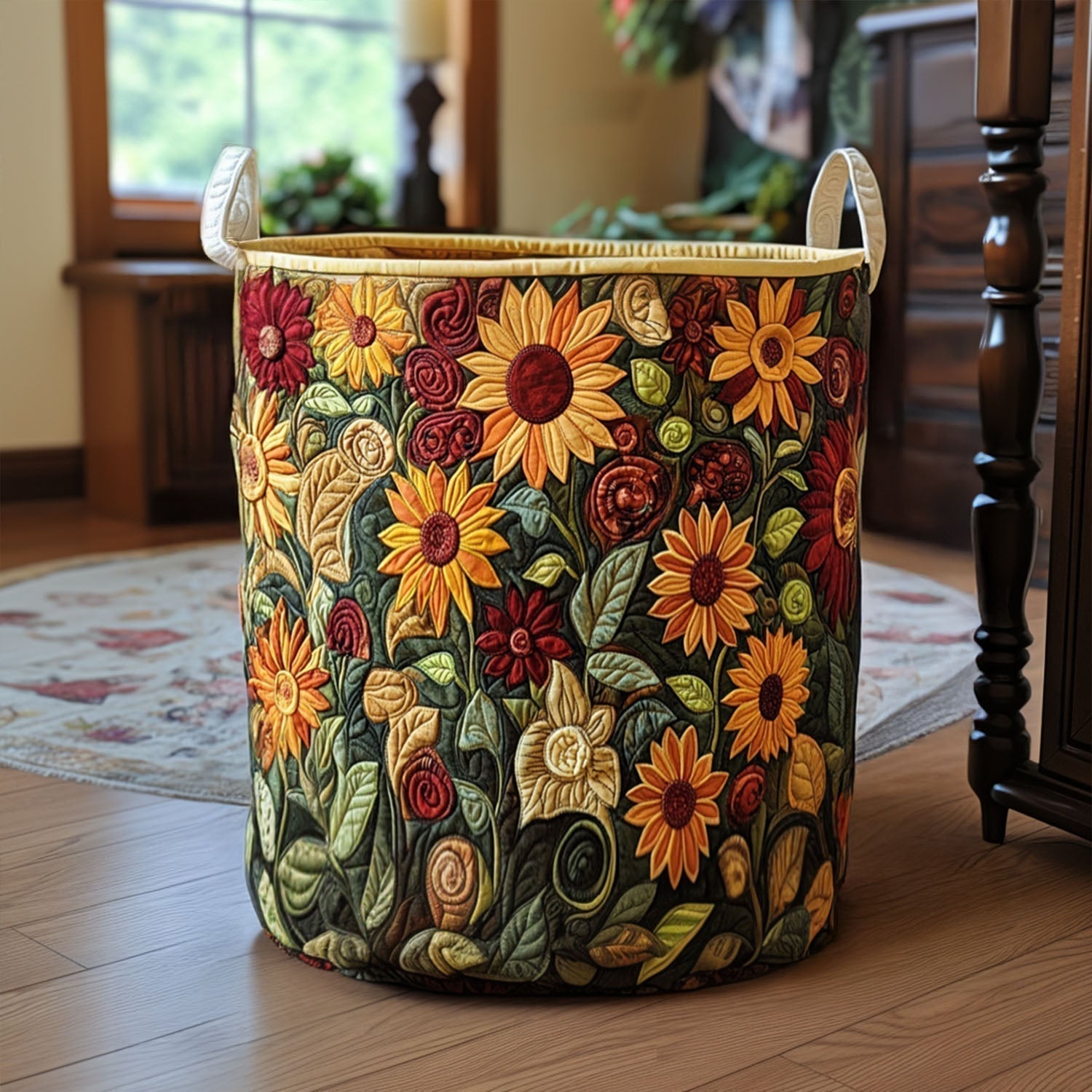 Coș de rufe matlasat - Model floral — imagine 1