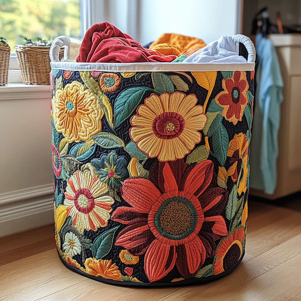 Coș de rufe matlasat - Model floral — imagine 1
