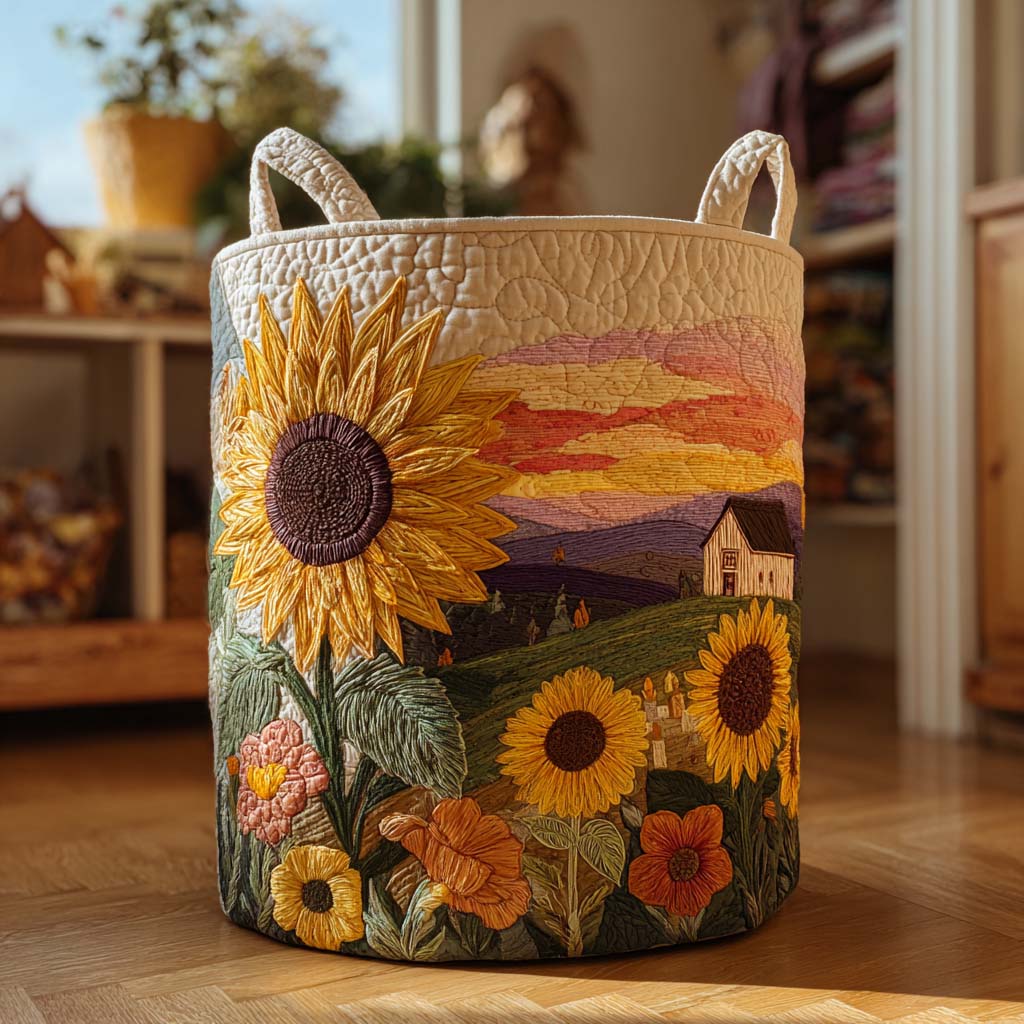 Coș de rufe matlasat - Model floral — imagine 1