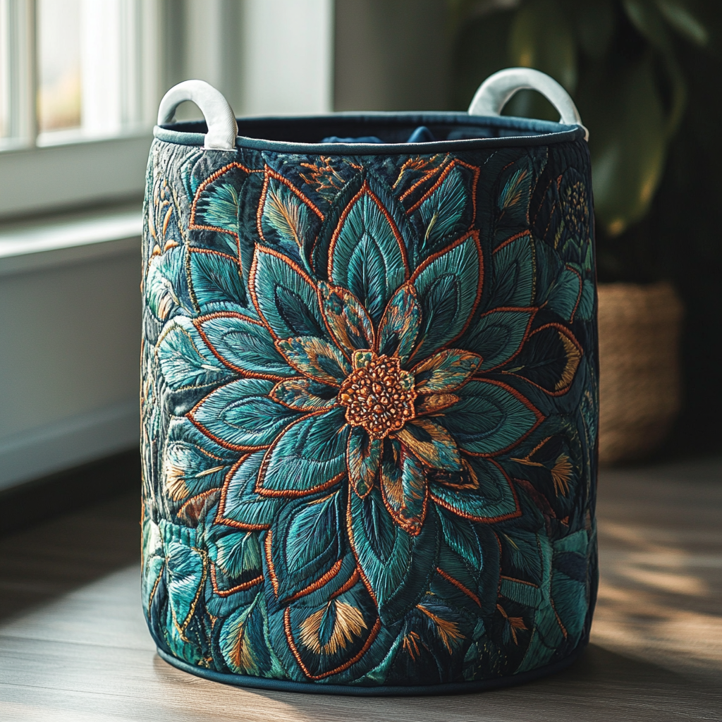 Coș de rufe matlasat - Model floral — imagine 1