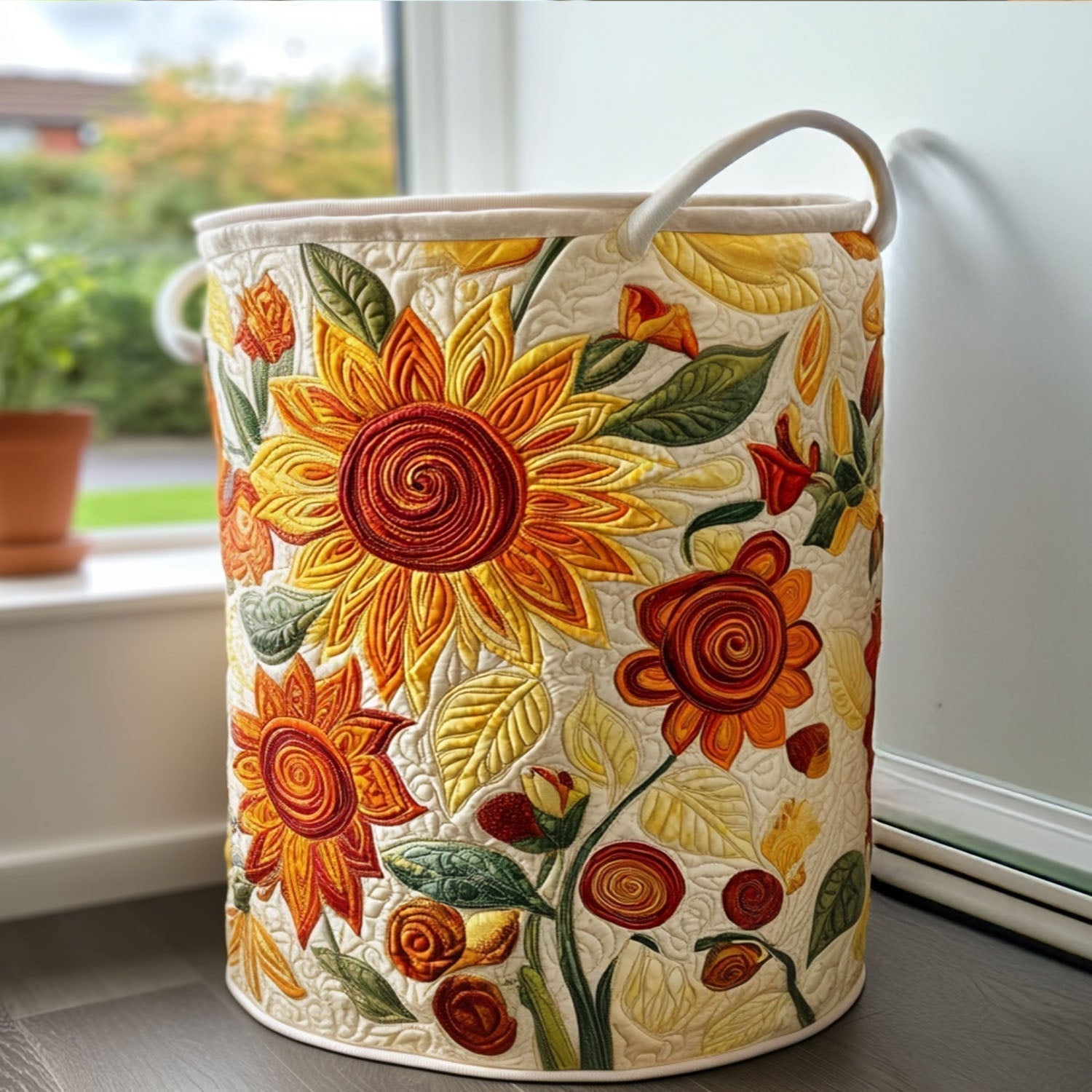 Coș de rufe matlasat - Model floral — imagine 1