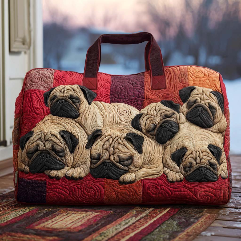 Geantă de călătorie matlasată - Pug drăguț — imagine 1