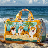 Geantă de călătorie matlasată - Corgi pe plajă — imagine 1