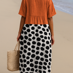 Vară - rochie portocalie cu buline contrastante — imagine 3