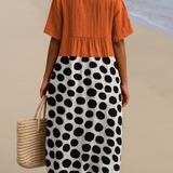 Vară - rochie portocalie cu buline contrastante — imagine 3