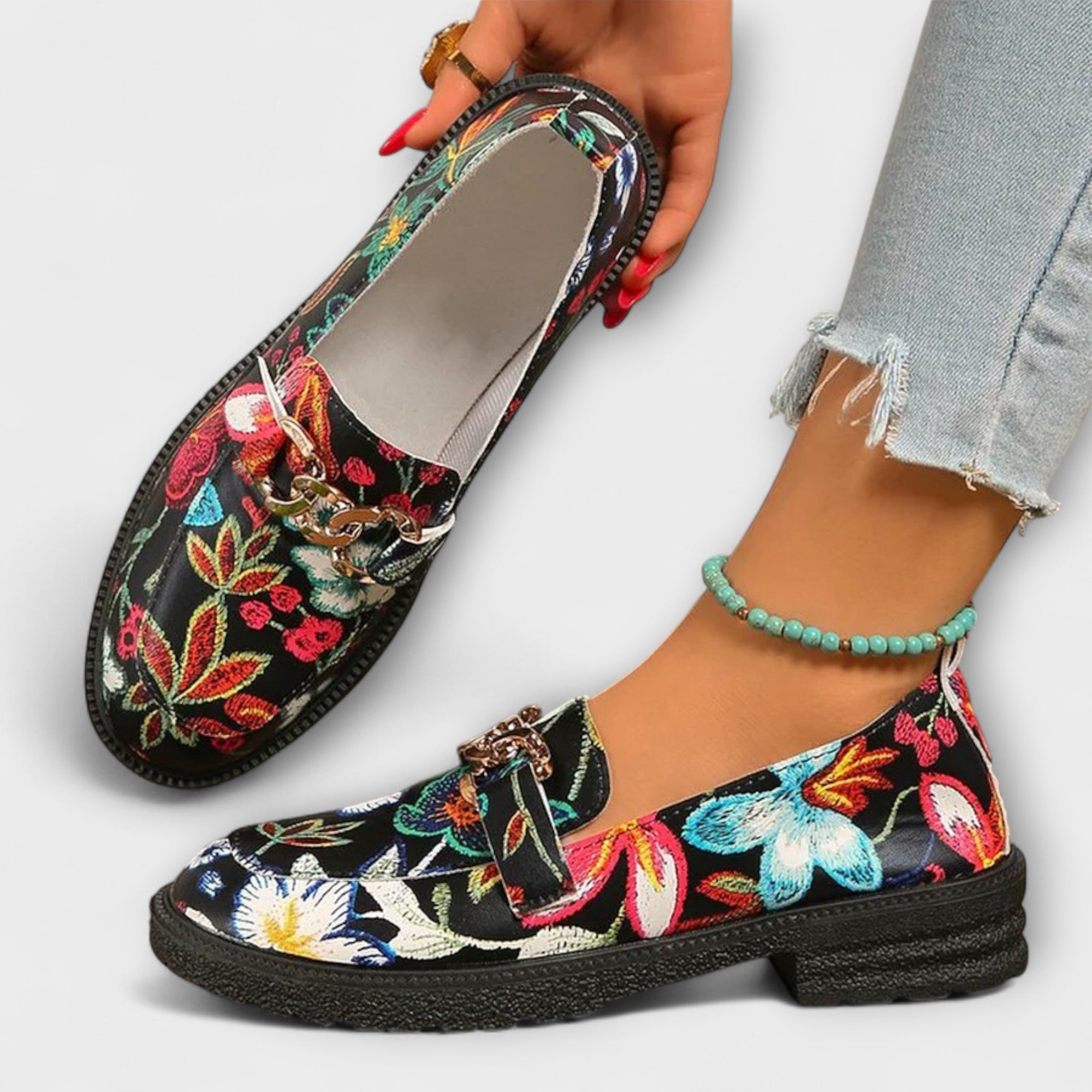 Vară - mocasini florali multicolori — imagine 5