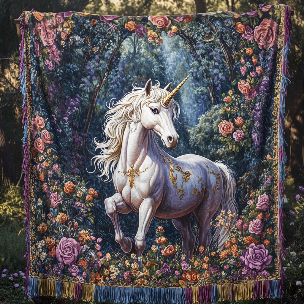 Pătură țesută - Unicorn Lumină de Lună — imagine 1