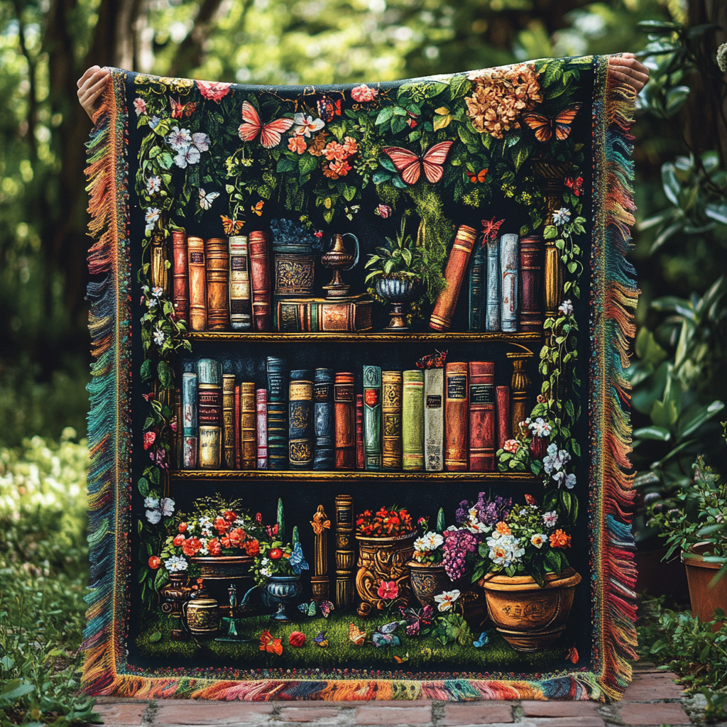 Pătură țesută - Bibliotecă florală — imagine 1