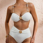 Tiffany - bikini cu talie înaltă și detaliu cu scoici — imagine 3