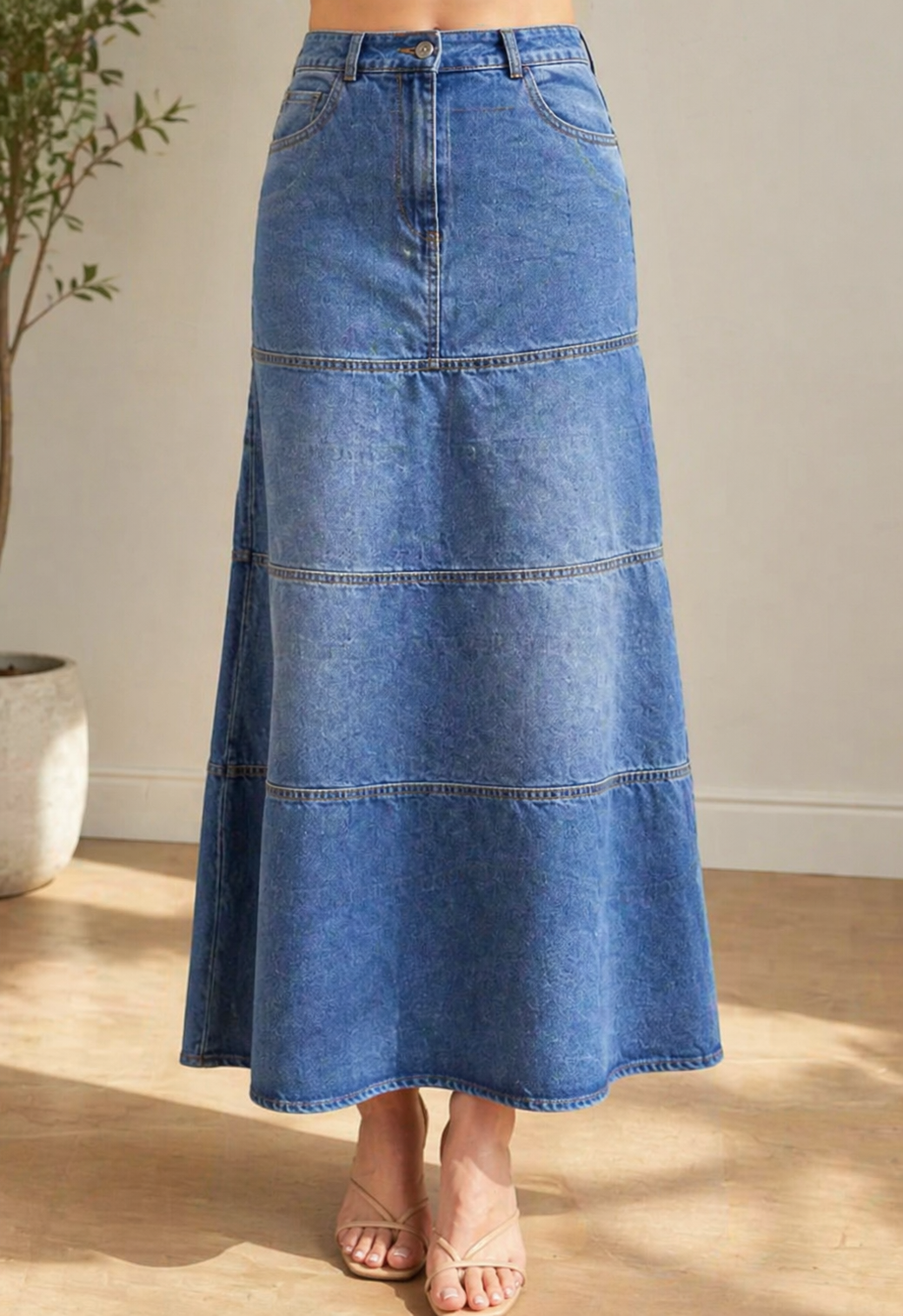 Tracy - fustă midi din denim — imagine 3