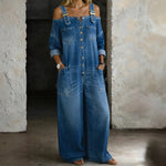 Valerie - salopetă din denim cu umerii goi — imagine 1