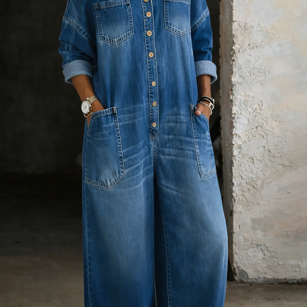 Valerie - salopetă din denim cu umerii goi — imagine 2