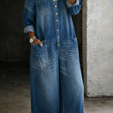 Valerie - salopetă din denim cu umerii goi — imagine 5