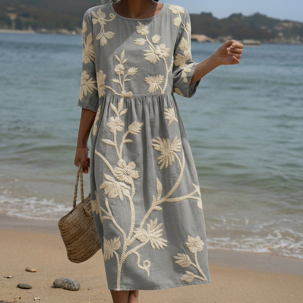 Vanessa - rochie midi cu imprimeu floral și cu plante — imagine 1