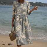 Vanessa - rochie midi cu imprimeu floral și cu plante — imagine 1