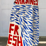 Fustă din pânză cu buzunare, model retro de sardine — imagine 2