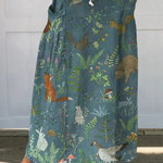 Fustă de in cu buzunare, imprimeu retro floral și animal print — imagine 2