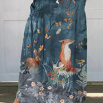 Fustă de in cu buzunare, imprimeu floral și animal print — imagine 2