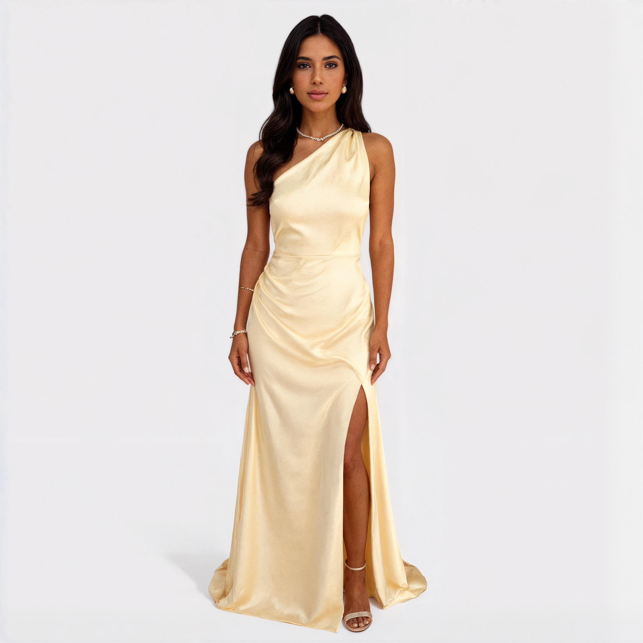 Veronica - rochie lungă din satin — imagine 1