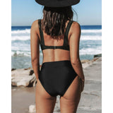 Veronica - Costum de baie cu talie înaltă, culoare uni — imagine 4