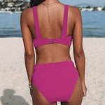 Veronica - Costum de baie cu talie înaltă, culoare uni — imagine 11
