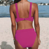 Veronica - Costum de baie cu talie înaltă, culoare uni — imagine 11