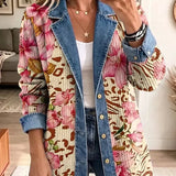 Violet - palton retro cu imprimeu floral de leopard — imagine 1
