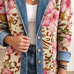Violet - palton retro cu imprimeu floral de leopard — imagine 3