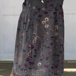 Fustă din in cu model floral și buzunare — imagine 2