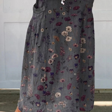 Fustă din in cu model floral și buzunare — imagine 2