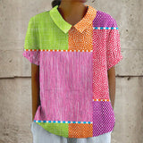 Vivian - bluză colorată cu model patchwork — imagine 1