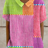 Vivian - bluză colorată cu model patchwork — imagine 2