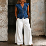 Willa - Top din denim cu decolteu în V — imagine 1