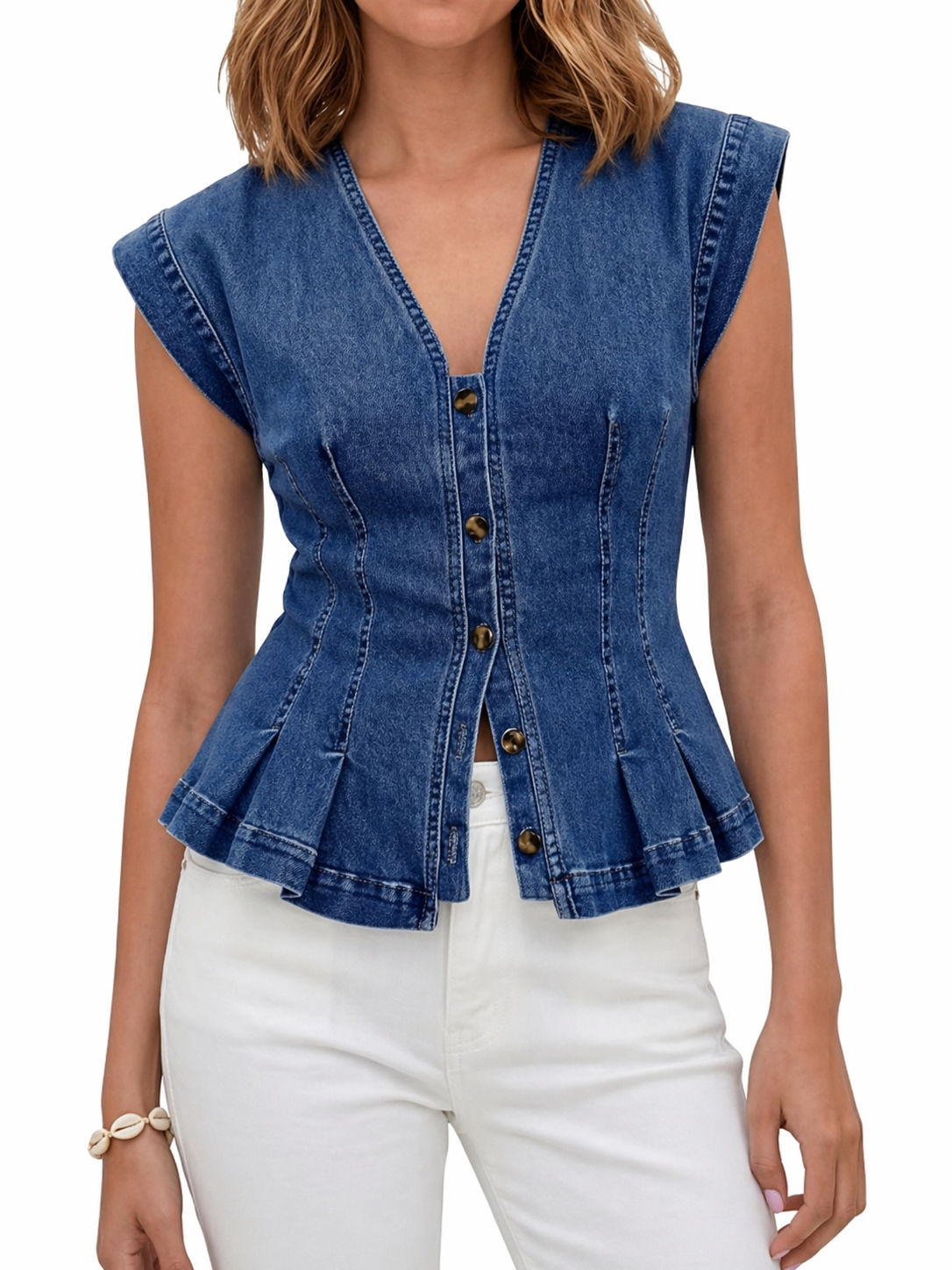 Willa - Top din denim cu decolteu în V — imagine 2
