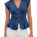 Willa - Top din denim cu decolteu în V — imagine 2