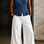 Willa - Top din denim cu decolteu în V — imagine 3
