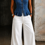 Willa - Top din denim cu decolteu în V — imagine 3