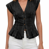 Willa - Top din denim cu decolteu în V — imagine 4