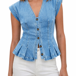 Willa - Top din denim cu decolteu în V — imagine 6
