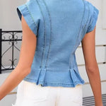 Willa - Top din denim cu decolteu în V — imagine 7